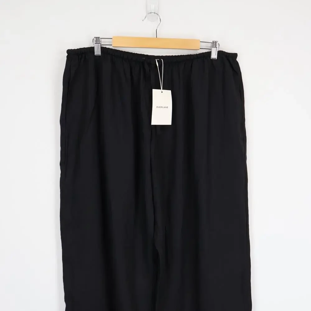 Everlane The Drawstring Pant 100% Linen Black Size XL NWT